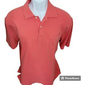Peter Millar Polo Shirt, Men's Large, Solid Coral/Peach, Short Sleeves - EUC